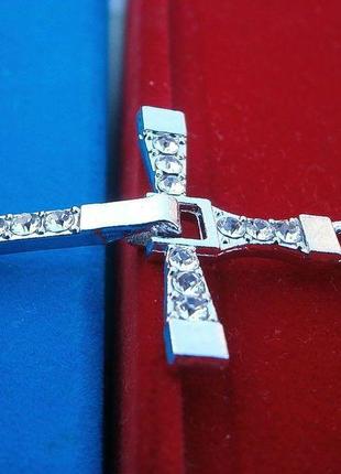Крест доминика торетто с цепочкой серебряный, крестик вин дизеля | хрест домініка торетто з ланцюжком (st)3 фото