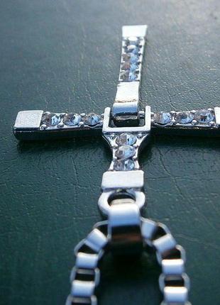 Крест доминика торетто с цепочкой серебряный, крестик вин дизеля | хрест домініка торетто з ланцюжком (st)8 фото