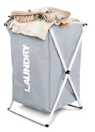 Корзина для белья тканевая laundry basket серая, органайзер для грязного белья 56х38см, бельевая корзина (st)