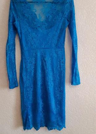 Кружевное голубое платье4 фото