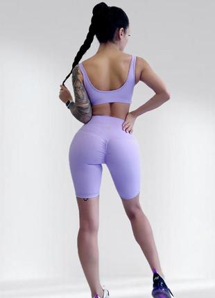 Костюм для фитнеса женский lilafit комплект шорты и топ ярко-лиловый l (lft000022)3 фото