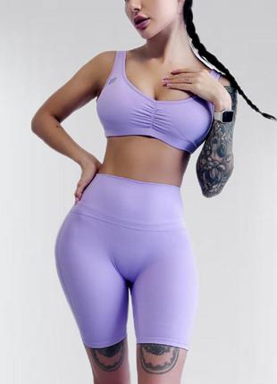 Костюм для фитнеса женский lilafit комплект шорты и топ ярко-лиловый l (lft000022)5 фото