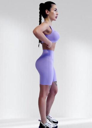 Костюм для фитнеса женский lilafit комплект шорты и топ ярко-лиловый l (lft000022)4 фото
