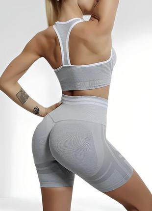 Костюм для фитнеса женский lilafit комплект шорты и топ серый l (lft000018)