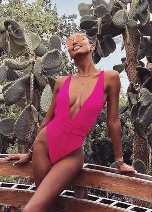 Злитий купальник неоновий3 фото