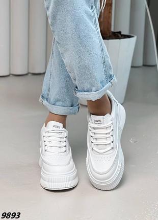 Жіночі кросівки білі крипери на потовщеній підошві7 фото