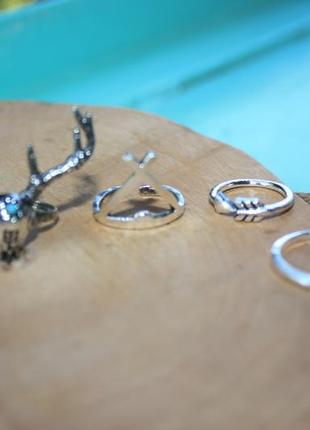 Стильные кольца набор колец в бохо этно стиле олень3 фото