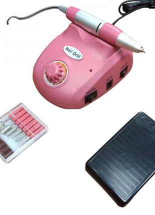 Фрезер для маникюра и педикюра nail polisher hc-601, 30000 об/мин, фрезер для ногтей розовый1 фото