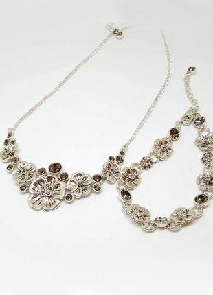 Святковий набір: кольє і браслет з кристалами pilgrim данія ювелірна біжутерія