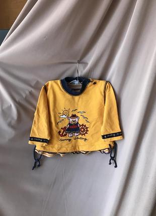 Кофточка кофта свитер topolino разм 80 жёлтая яркая распашонка с мишкой