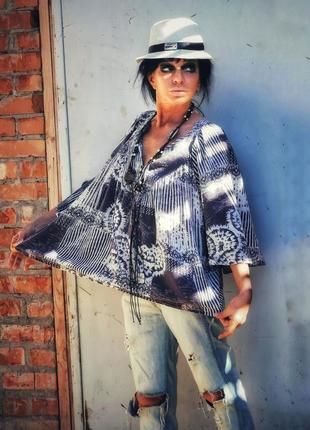 Блуза monsoon бавовна принт візерунок етно стиль бохо з люрексом