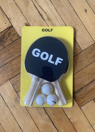 Ракетки для настільного тенісу golf wang + брендовані мʼячики1 фото