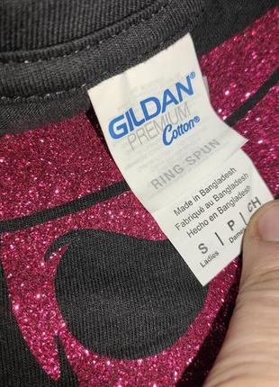 Новая сток фирменная женская футболка ручной работы стразы пайеткие бренд.gildan.s-m4 фото