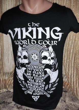 Новая сток фирменная женская футболка rock the viking.бренд stanley stella.s