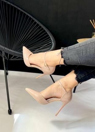 Шикарные женские туфли на каблуке, эко кожа лакированная, 39 размер7 фото