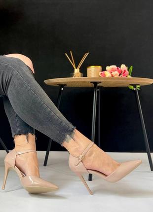Шикарные женские туфли на каблуке, эко кожа лакированная, 39 размер10 фото