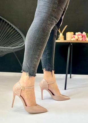 Шикарные женские туфли на каблуке, эко кожа лакированная, 39 размер4 фото