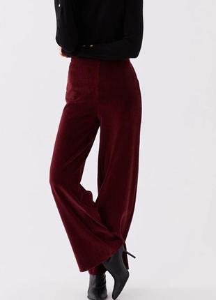 Бордовые брюки из микро-свободвета1 фото