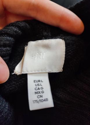 H&m свитер черный серый оверсайз свободный под горло теплый с вырезами для карманов9 фото