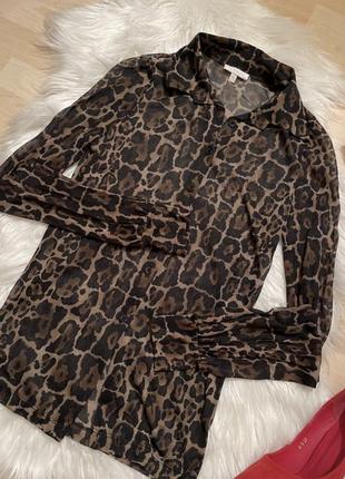 Блуза сорочка леопардова5 фото