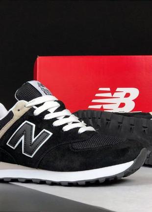 Кроссовки new balance 574 classic черные с белым женские подростковые