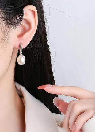 Серьги с жемчугом, сережки под золото на подарок