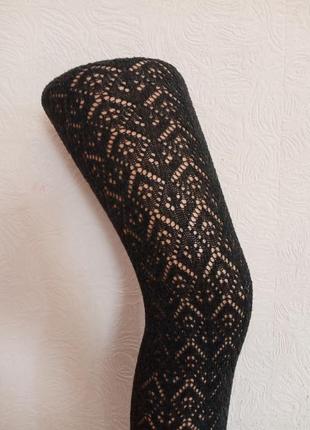 Темно-серые вязаные колготки из хлопка, размер 3 без упаковки