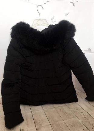 Дутая зимняя демисезонная куртка пуховик с капюшоном весна/осень зима поперечная дуток мех2 фото