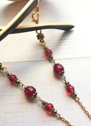Цепочка для очков red passion, цепочка для очков, glasses holder4 фото