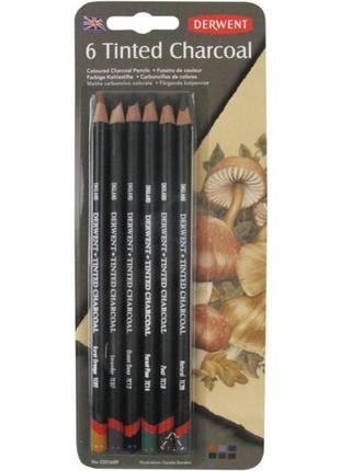 Набор угольных карандашей tinted charcoal 6шт derwent