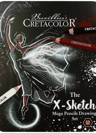 Набор карандашей для рисунка x-sketch mega sketching 12 шт. мет. коробка cretacolor