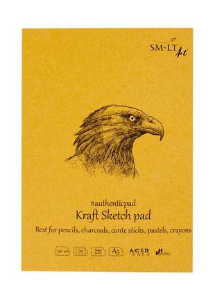 Блокнот-склейка для ескизов authentic (kraft) а5  90г/м2 60л коричневый цвет smlt