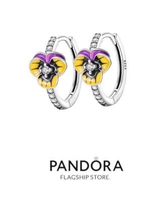 Сережки кільця срібло silver_pandora серьги кольцо original1 фото