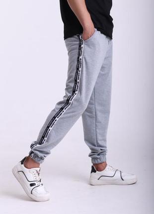 Мужские спортивные штаны adidas с лампасами спортивки адидас серые3 фото