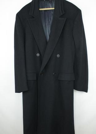 Шиканное винтажное шерстяное пальто gianni versace double-breasted navy wool long overcoat men's