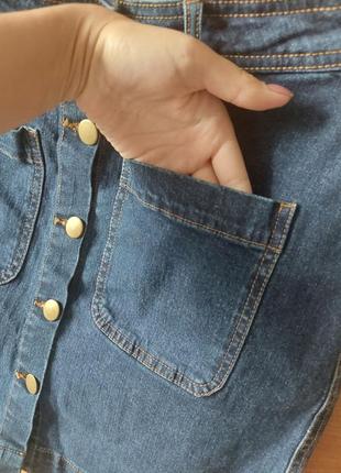 Джинсовая юбка с карманами8 фото