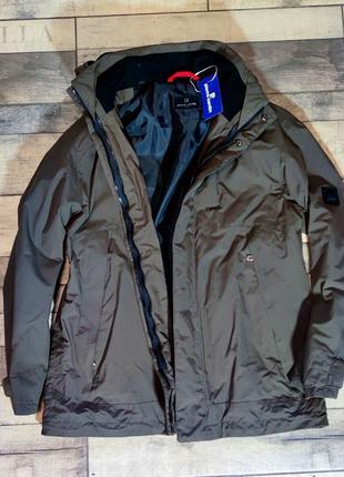 Чоловіча брендова демісізована мембранна курточка з капішоном pierre cardin з технологією gore tex колір хакі розмір 50