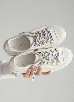 Кеди в стилі christian dior walk'n'dior sneaker white cotton canvas