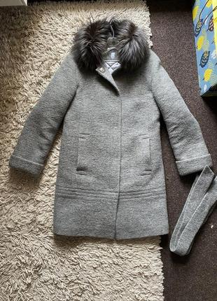 Шерстое пальто серое 46 размер (м)7 фото