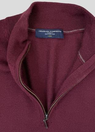 Шерстяной свитер водолазка charles tyrwhitt с высоким воротником на молнии 100% шерсть6 фото