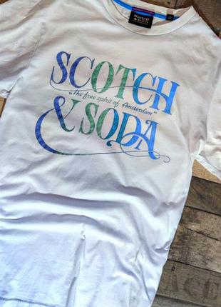 Мужская хлопковая модная футболка scotch soda в белом цвете размер  xl3 фото