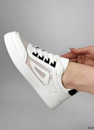 Кеди кросівки білі сітка текстиль дихаючі літні