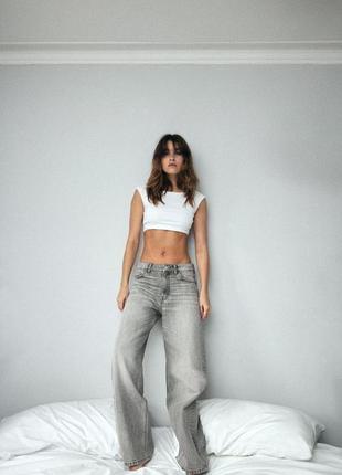Шикарные вареные джинсы серые высокая посадка zara new4 фото