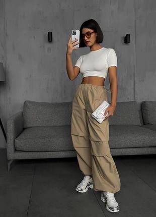 Якісні оверсайз штани карго з затяжками