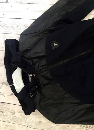 Демисезонная парка куртка кожаные вставки с капюшоном весна осень длинная 4