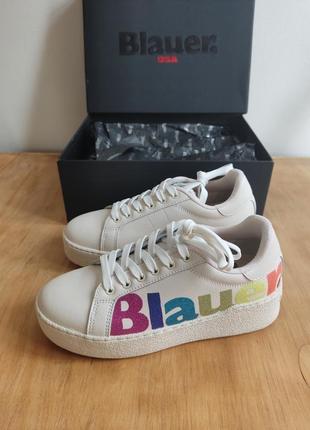 Blauer кожаные сникерсы на платформе женские кросовки 37