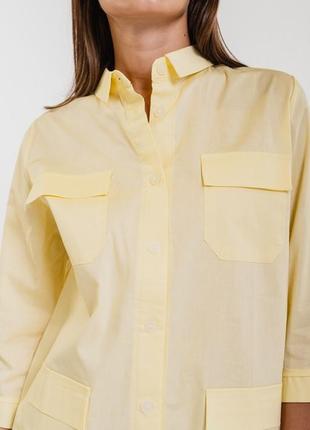 Рубашка женская с карманами лимонного цвета4 фото