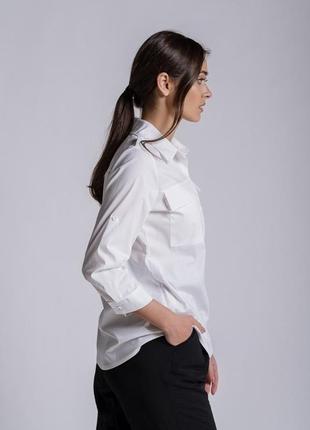 Женская рубашка с рукавами 3/4 и карманами молочная3 фото