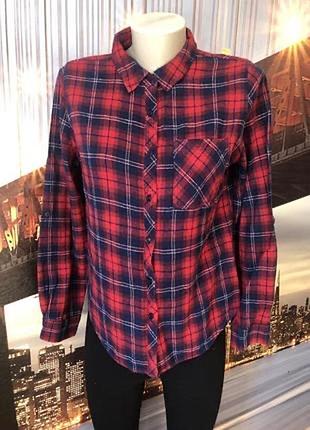 Сорочка в карту смужку розмір xs червона із синім жіноча картата сорочка