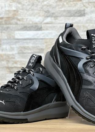 Чоловічі шкіряні кросівки puma rs-x black-grey2 фото